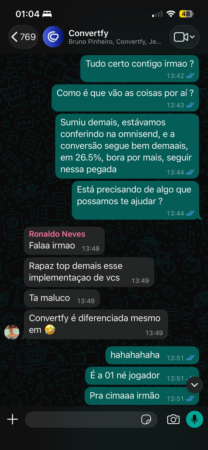 Cliente relatando conversão de 26,5% após a implementação da Convertfy